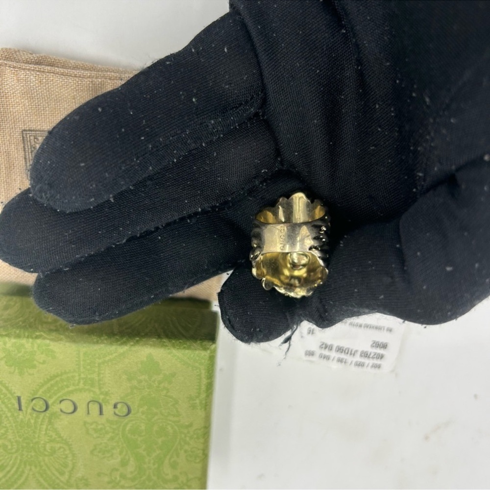 Gucci iconic lion head Ring with Crystal size 7.5 made in Italy - Picture 4 of 8